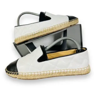 Talbots Izzy Quilted Soft Nappa Espadrilles Flats White / Black Women's 6M