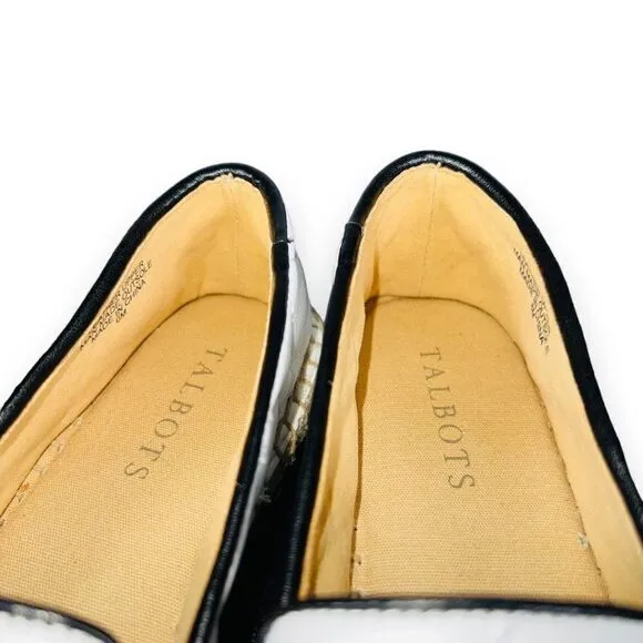 Talbots Izzy Quilted Soft Nappa Espadrilles Flats White / Black Women's 6M