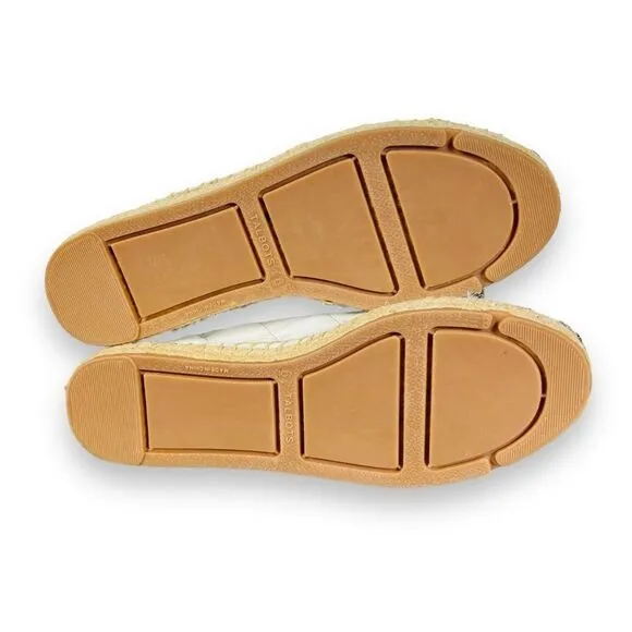 Talbots Izzy Quilted Soft Nappa Espadrilles Flats White / Black Women's 6M