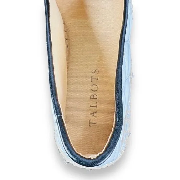 Talbots Izzy Quilted Soft Nappa Espadrilles Flats White / Black Women's 6M