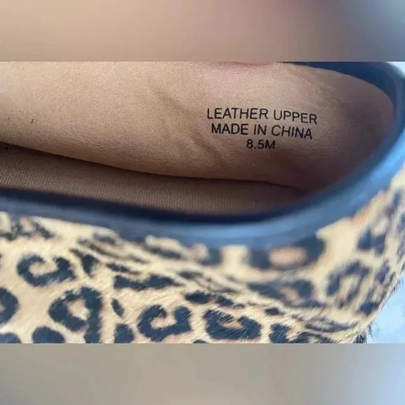 Talbots Leopard Calf Hair Cap Toe Leather Espadrille Flat Loafer Slip-On 8.5 NEW