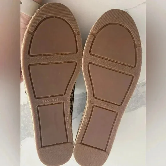 Talbots Leopard Calf Hair Cap Toe Leather Espadrille Flat Loafer Slip-On 8.5 NEW
