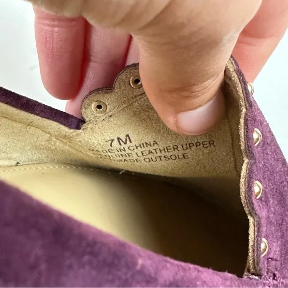 Talbots purple suede studded loafers