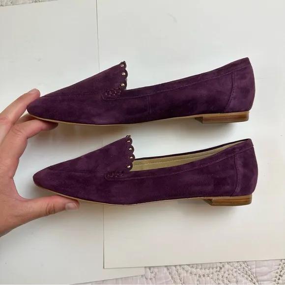 Talbots purple suede studded loafers