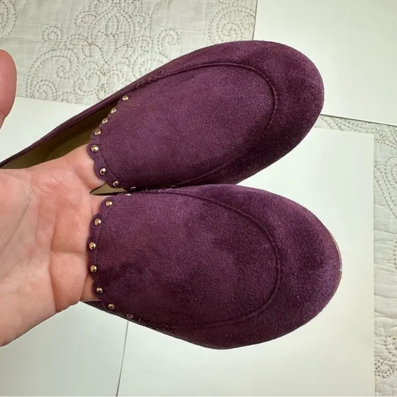 Talbots purple suede studded loafers