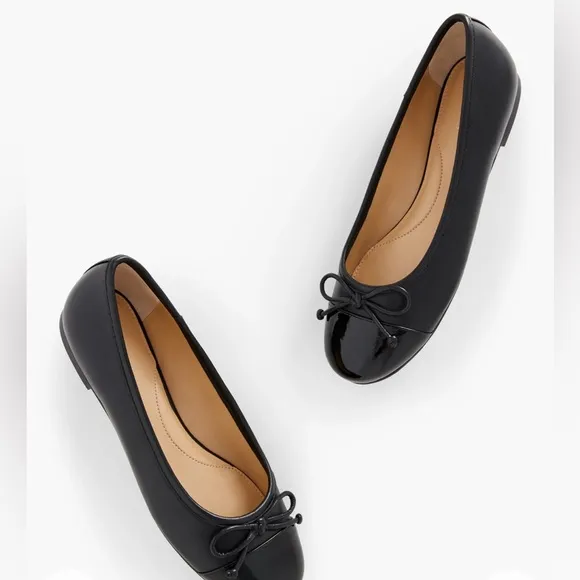 Talbots Women’s Blair Cap Toe Nappa Ballet Flats in Black Sz 8