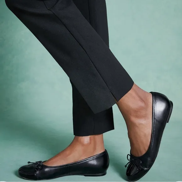 Talbots Women’s Blair Cap Toe Nappa Ballet Flats in Black Sz 8