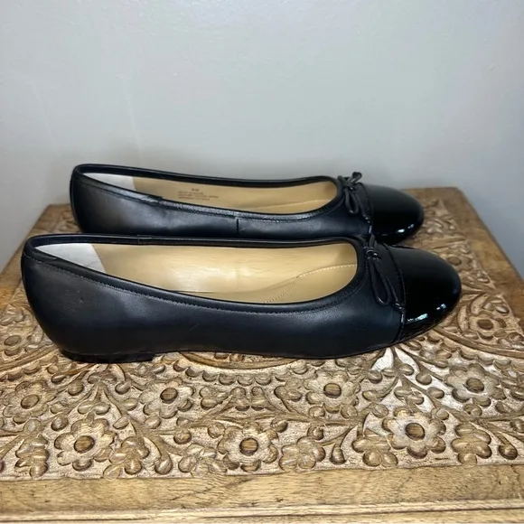 Talbots Women’s Blair Cap Toe Nappa Ballet Flats in Black Sz 8