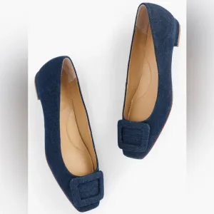 Talbots Women’s Sutton Denim Buckle Flats Sz 6.5