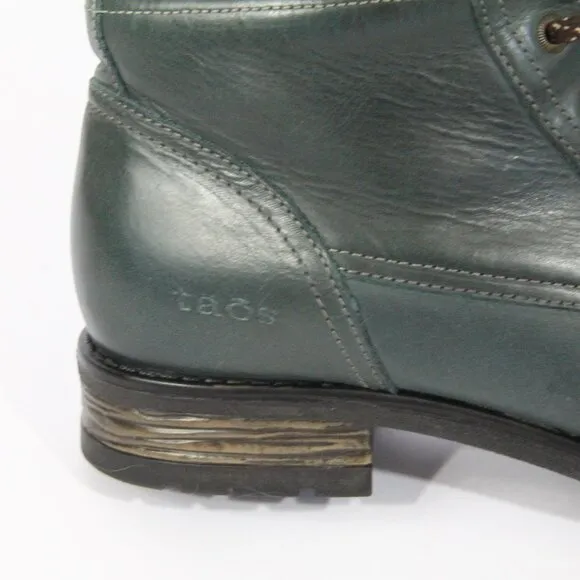 Taos Cutie Boots sz 11 Women Green Leather Bootie Lace Up Hiker EU 42