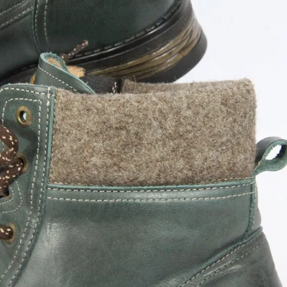 Taos Cutie Boots sz 11 Women Green Leather Bootie Lace Up Hiker EU 42