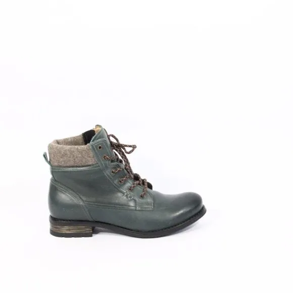 Taos Cutie Boots sz 11 Women Green Leather Bootie Lace Up Hiker EU 42