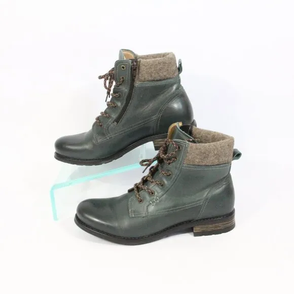 Taos Cutie Boots sz 11 Women Green Leather Bootie Lace Up Hiker EU 42
