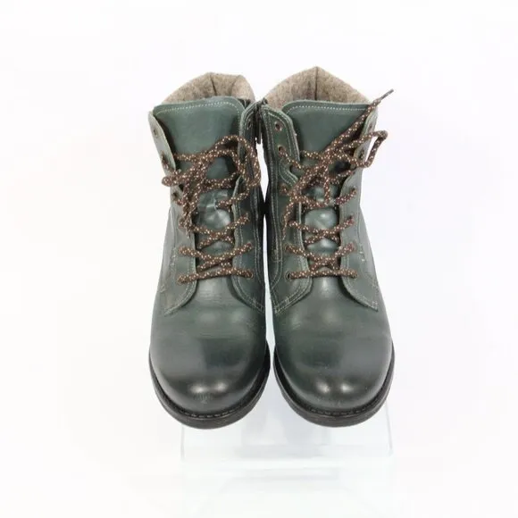 Taos Cutie Boots sz 11 Women Green Leather Bootie Lace Up Hiker EU 42