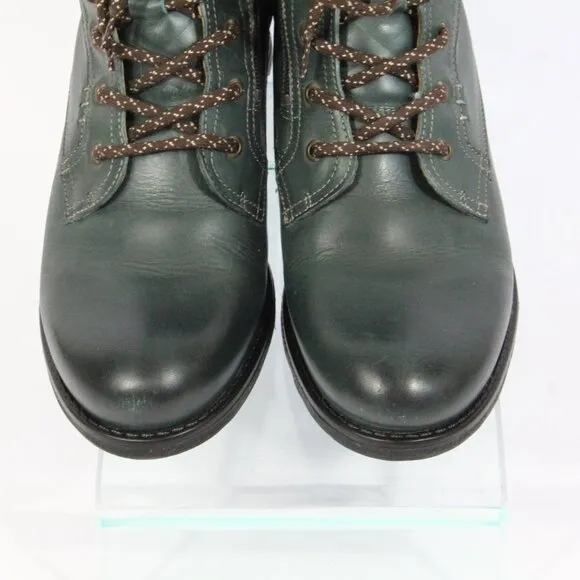Taos Cutie Boots sz 11 Women Green Leather Bootie Lace Up Hiker EU 42