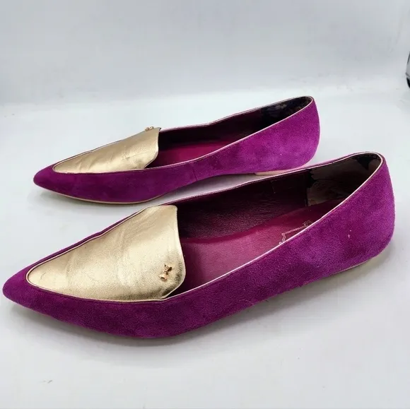 Ted Baker London Oleshky Magenta And Gold Pointy Toe Flats Size 40, 9.5