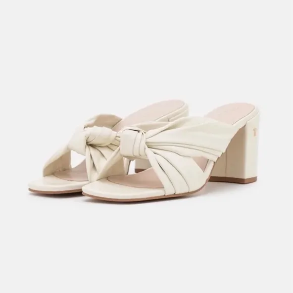 Ted Baker London Pyford White Leather Heeled Sandals Sqaure Toe Mules 10 40.5