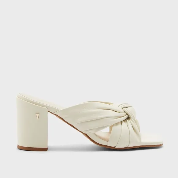 Ted Baker London Pyford White Leather Heeled Sandals Sqaure Toe Mules 10 40.5