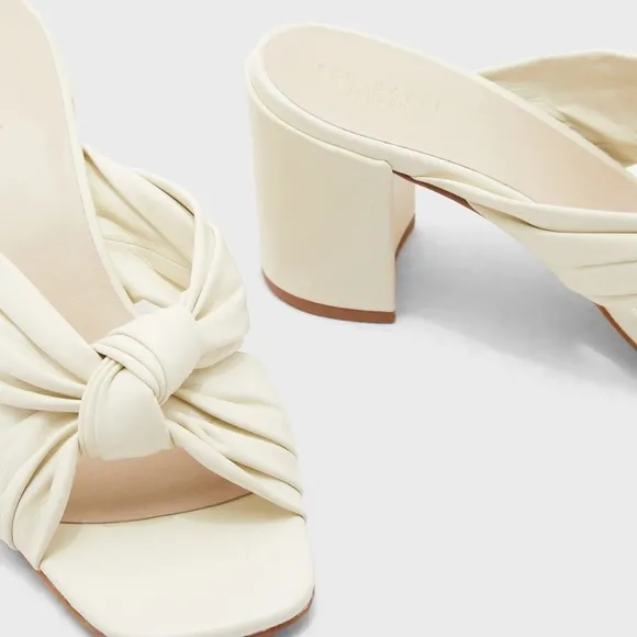Ted Baker London Pyford White Leather Heeled Sandals Sqaure Toe Mules 10 40.5