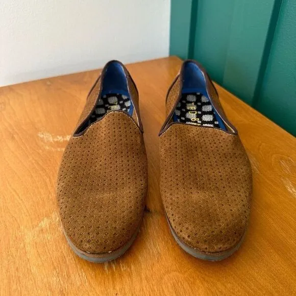 Ted Baker Men’s Oshua Perforated Suede Cognac Brown Leather Slip on Loafers