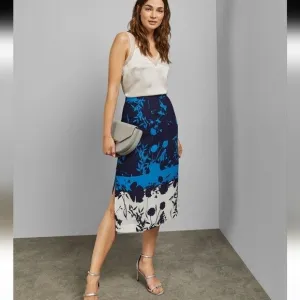 Ted Baker Seelah Bluebell Side Slit Midi Skirt new with tag Ted size 4-US 12