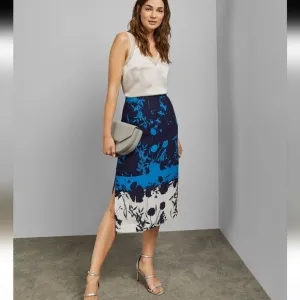 Ted Baker Seelah Bluebell Side Slit Midi Skirt Ted size 1-US 0-2 new with tag