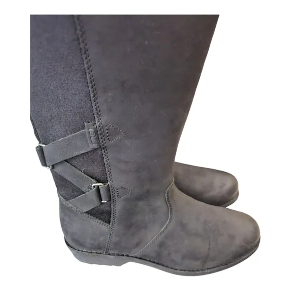 TEVA Ellery Tall Waterproof Black Nubuck Boots - Size 7