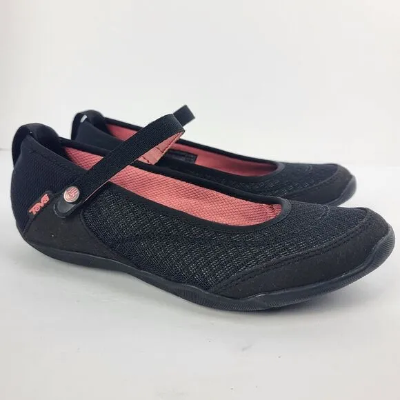 TEVA Mary Jane Comfort Flats shoes US 5.5 EU 37.5 Black Coral