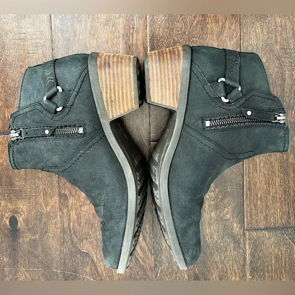 Teva women Foxy waterproof Leather Harness ankle zip heel Boots grey 8
