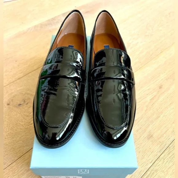 The Andie Loafer by Margaux in Patent Black Leather, NWT, Size 38
