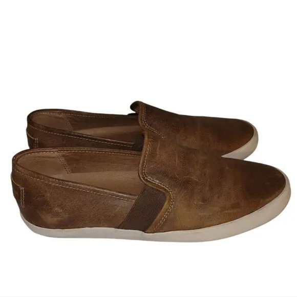 The Frye  Company Dylan Slip On Sneakers 8.5  Leather  Cognac Women's