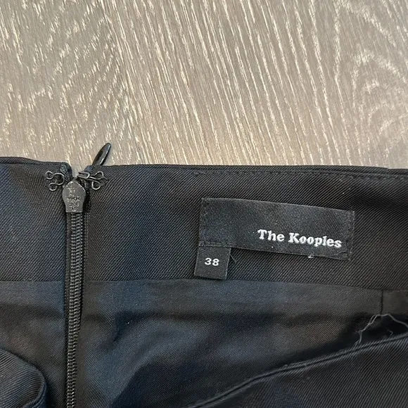 The Kooples Black Wool Mini Skirt with Leather detail size S