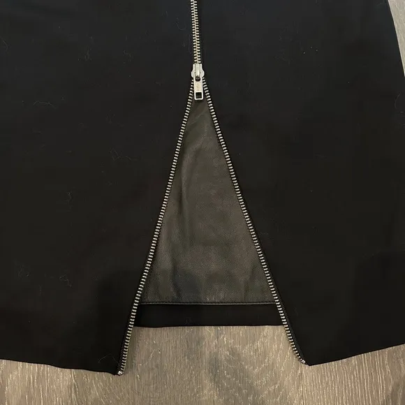 The Kooples Black Wool Mini Skirt with Leather detail size S