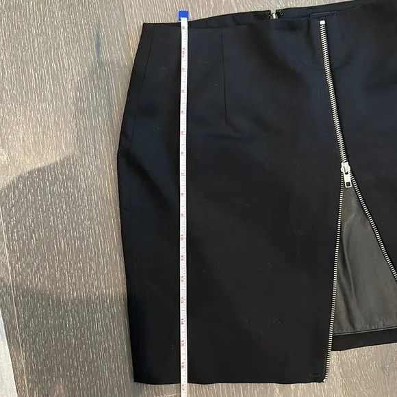 The Kooples Black Wool Mini Skirt with Leather detail size S