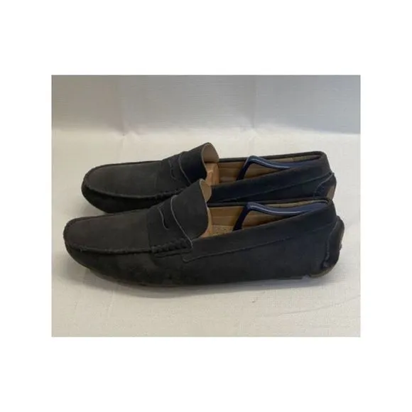 THE MENS STORE Mens Gray Penny Drive Square Toe Slip On Leather Loafers 7.5
