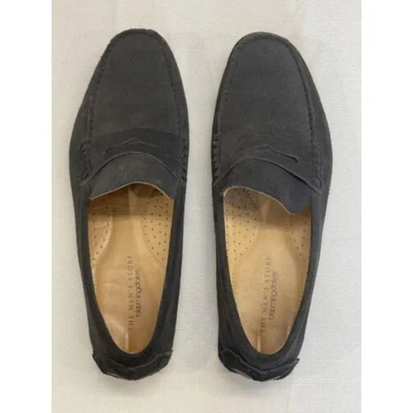 THE MENS STORE Mens Gray Penny Drive Square Toe Slip On Leather Loafers 7.5