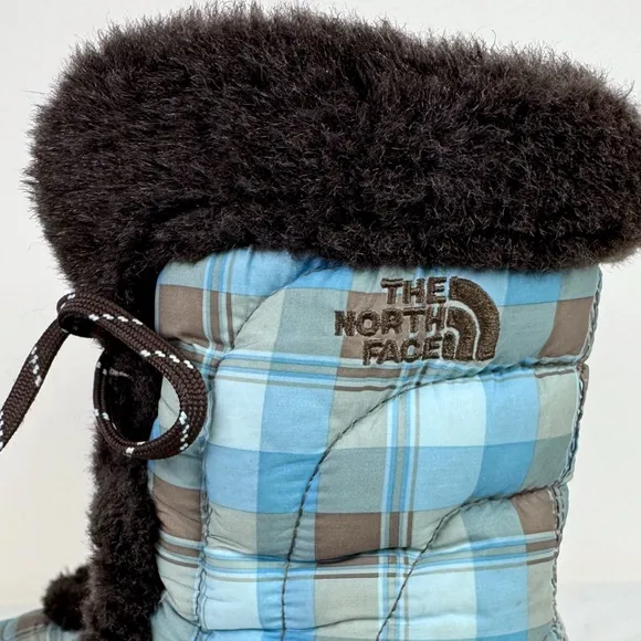 The North Face Nuptse Girls Size 5 Plaid Puffer Boots