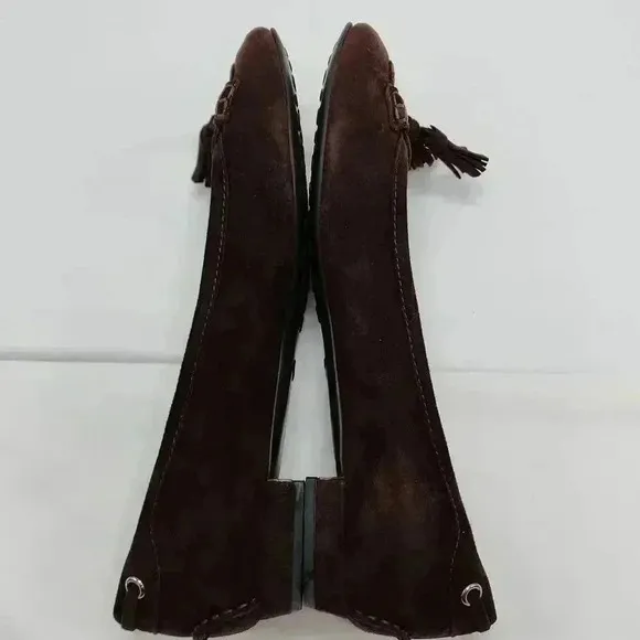 The Original Car Shoe Women's Tasseled Slip On Suede Loafer Flats Brown Size 38