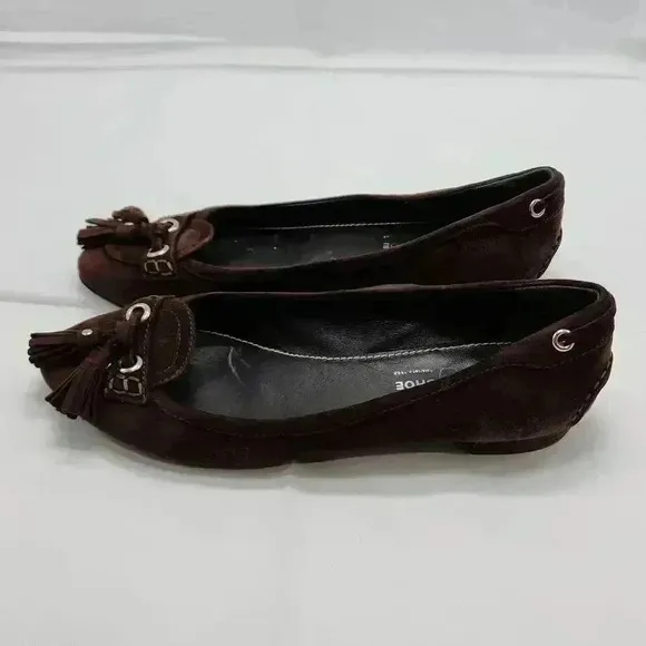 The Original Car Shoe Women's Tasseled Slip On Suede Loafer Flats Brown Size 38