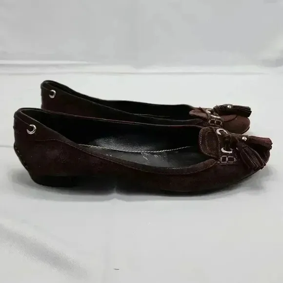 The Original Car Shoe Women's Tasseled Slip On Suede Loafer Flats Brown Size 38