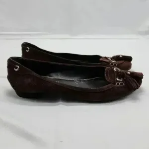 The Original Car Shoe Women's Tasseled Slip On Suede Loafer Flats Brown Size 38