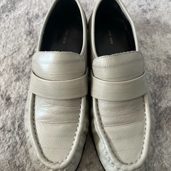The Row Cream Loafers Slip-Ons
