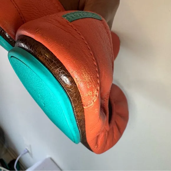 Tieks Orange Ballet Flats with Teal Detail summer office comfort 0035