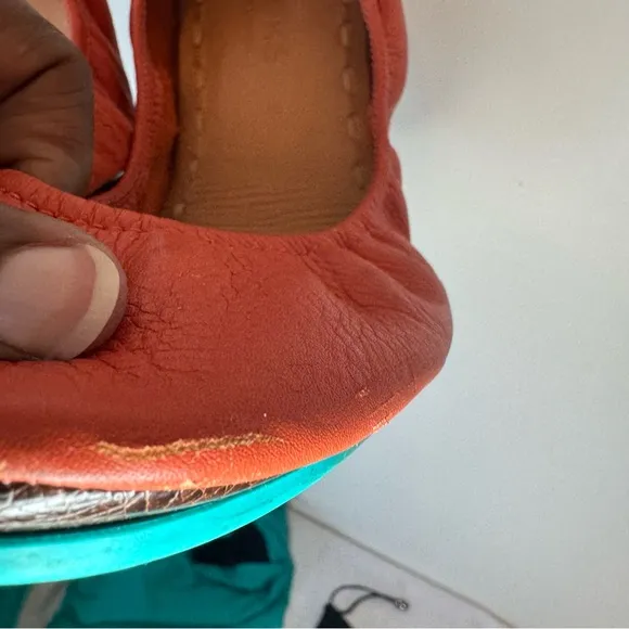 Tieks Orange Ballet Flats with Teal Detail summer office comfort 0035