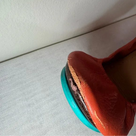 Tieks Orange Ballet Flats with Teal Detail summer office comfort 0035
