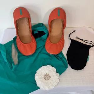 Tieks Orange Ballet Flats with Teal Detail summer office comfort 0035