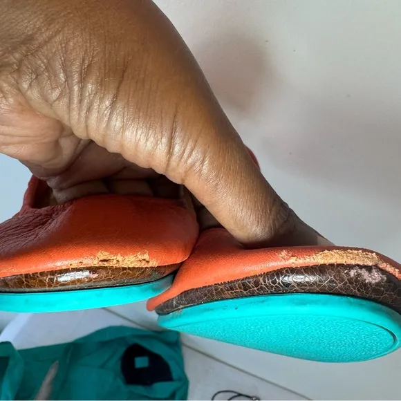 Tieks Orange Ballet Flats with Teal Detail summer office comfort 0035
