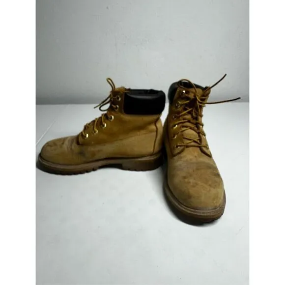Timberland 6 Inch Boots 12909 Wheat Nubuck Premium Waterproof Men's Sz 5 M