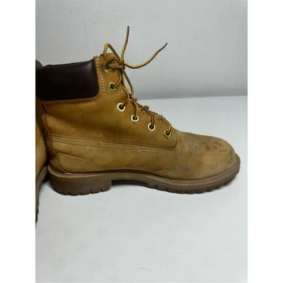 Timberland 6 Inch Boots 12909 Wheat Nubuck Premium Waterproof Men's Sz 5 M