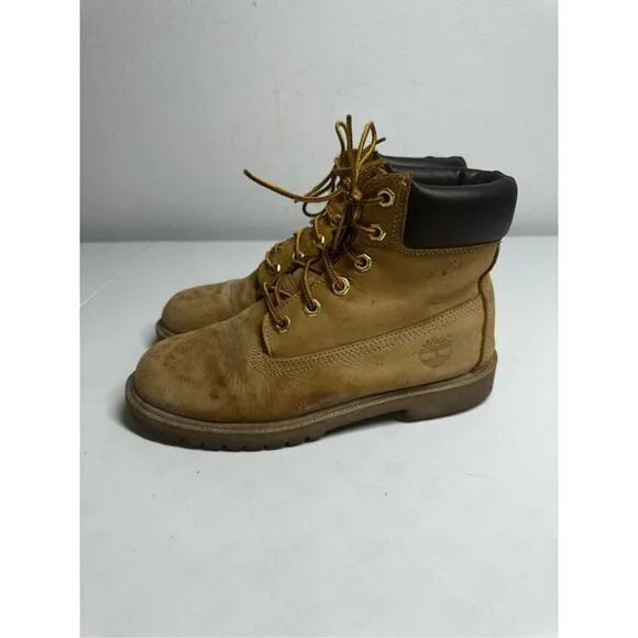 Timberland 6 Inch Boots 12909 Wheat Nubuck Premium Waterproof Men's Sz 5 M